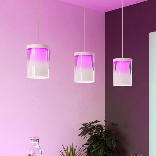 EGLO connect Lampada LED a sospensione Smart Chiusello-Z, bianco, metallo dimmerabile, Bianco / Opale, Soggiorno / Sala da pranzo, Vetro, Moderno