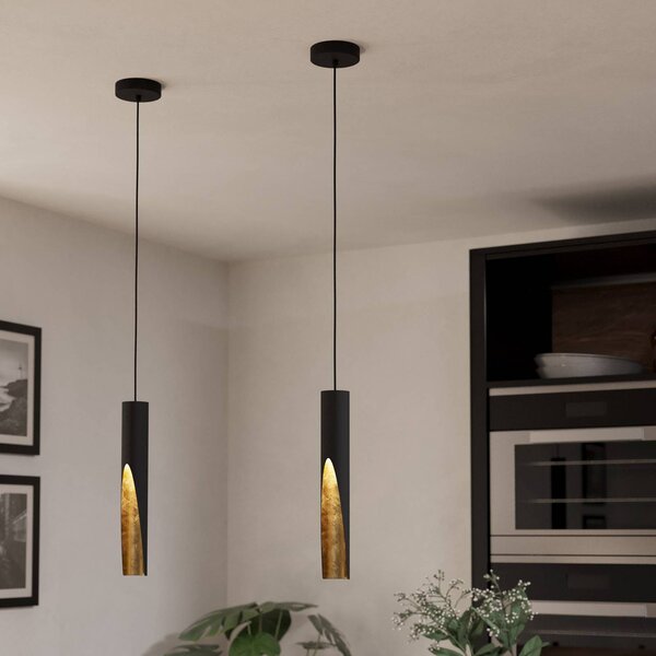 EGLO Lampada LED a sospensione Barbotto nero/oro 1 luce, Nero, Soggiorno / Sala da pranzo, Metallo, Moderno