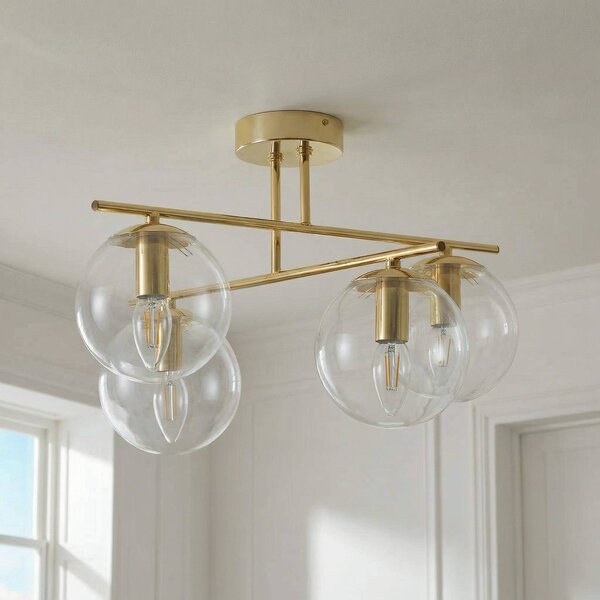 Plafoniera soffitto Zoe Domiluce, dimmerabile, Ottone / Oro, Soggiorno / Sala da pranzo, Metallo, Plafoniera
