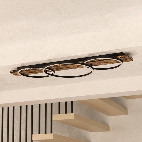 EGLO Plafoniera soffitto Boyal, Legno scuro, Soggiorno / Sala da pranzo, Legno, Plafoniera
