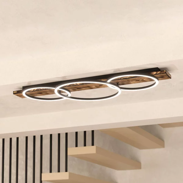 EGLO Plafoniera soffitto Boyal, Legno scuro, Soggiorno / Sala da pranzo, Legno, Plafoniera