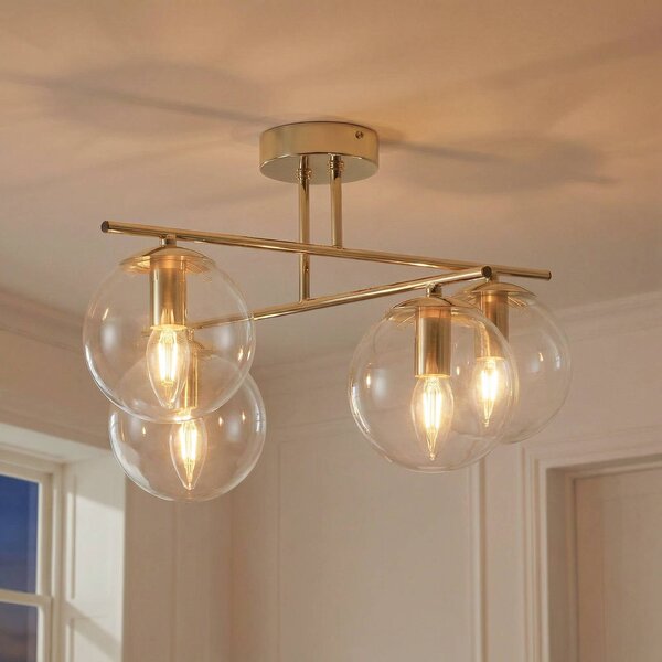 Plafoniera soffitto Zoe Domiluce, dimmerabile, Ottone / Oro, Soggiorno / Sala da pranzo, Metallo, Plafoniera