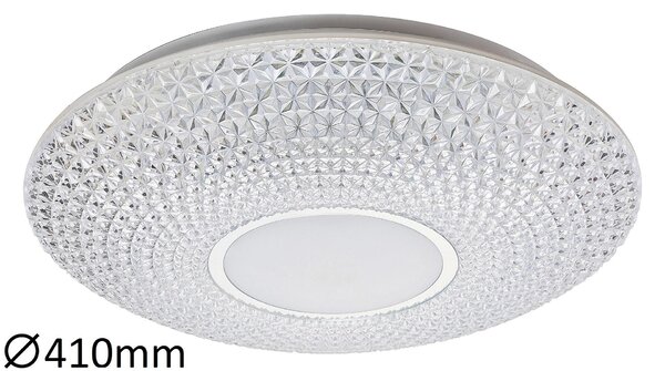 Plafoniera LED Coralia metallo trasparente/bianco/cromo Ø41cm Temperatura di colore regolabile, dimmerabile, funzione di temporizzazione, con telecomando