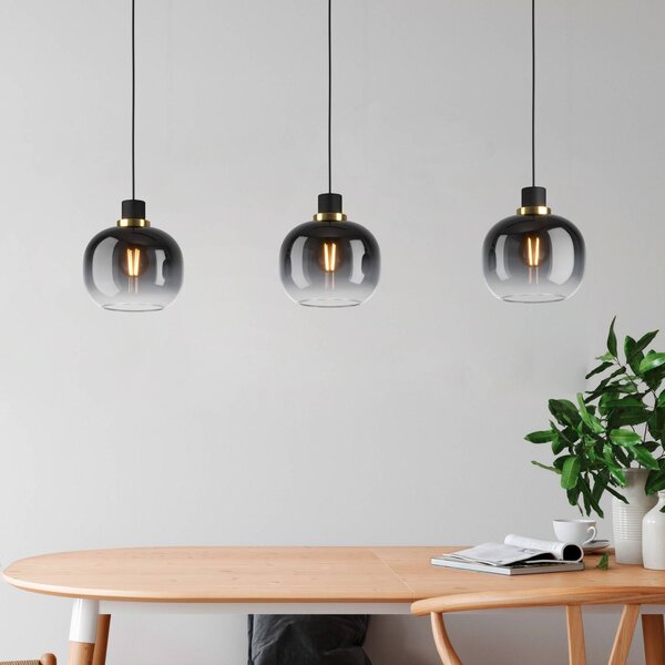 EGLO Lampada a sospensione in vetro Oilella, dimmerabile, Nero, Soggiorno / Sala da pranzo, Vetro, Lampada a sospensione
