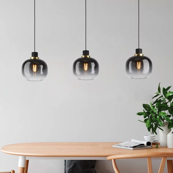 EGLO Lampada a sospensione in vetro Oilella, dimmerabile, Nero, Soggiorno / Sala da pranzo, Vetro, Lampada a sospensione