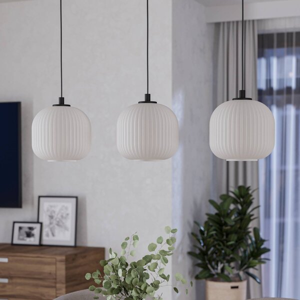 EGLO Lampada a sospensione in vetro Mantunalle, dimmerabile, Bianco / Opale, Soggiorno / Sala da pranzo, Vetro, Scandinavo, Lampada a sospensione