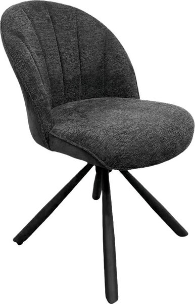 Brezo 1S, sedia, struttura nera opaca, girevole, rotonda, rivestimento grigio scuro