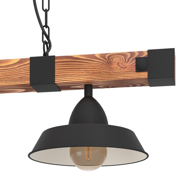 EGLO Lampada a sospensione Oldbury, dimmerabile, Legno scuro, Soggiorno / Sala da pranzo, Legno, Campagna / Rustiche, Lampada a sospensione