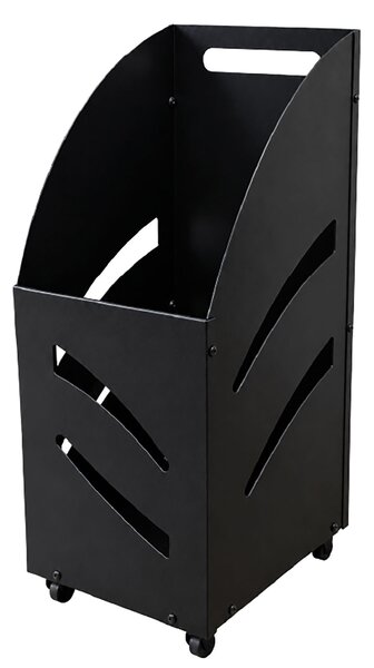Portalegna a Box Livigno 32x42x80h cm con Ruote in PP e Manico in Acciaio Verniciato Nero