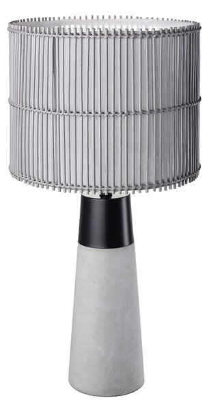 Lampada da tavolo, metallo, nero opaco, bambù, cemento, grigio