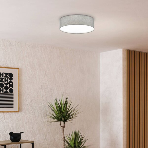 EGLO Plafoniera soffitto Pasteri, dimmerabile, Alluminio / Grigio / Zincato, Soggiorno / Sala da pranzo, Tessuto / Stoffa / Seta, Moderno, Plafoniera