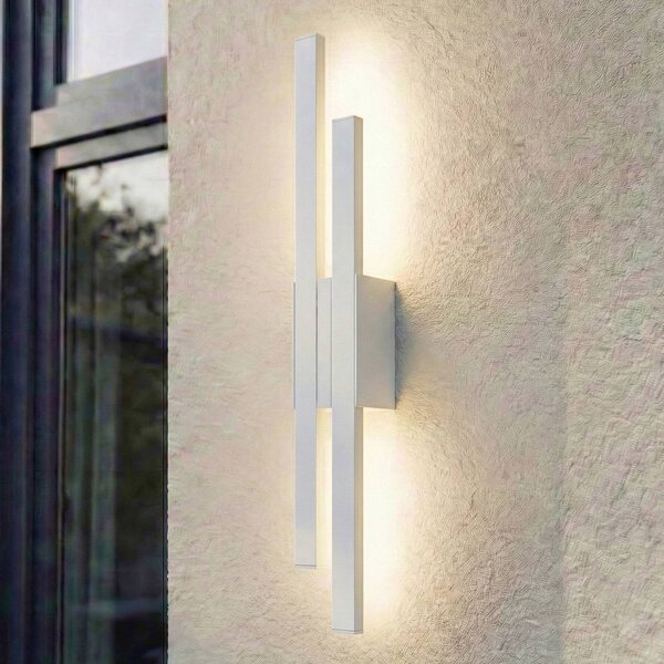 Applique da esterni a LED Sakari Lindby, Bianco / Opale, Alluminio, Moderno, Applique LED da esterni