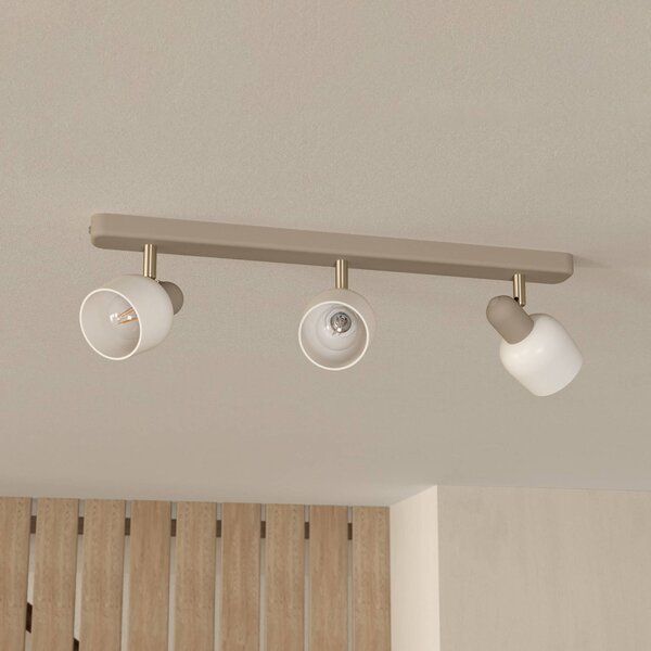 EGLO Faretto da soffitto Corato, sabbia/nickel/opal, a 3 luci. dimmerabile, Crema / Ambra, Soggiorno / Sala da pranzo, Metallo, Moderno, Faretto