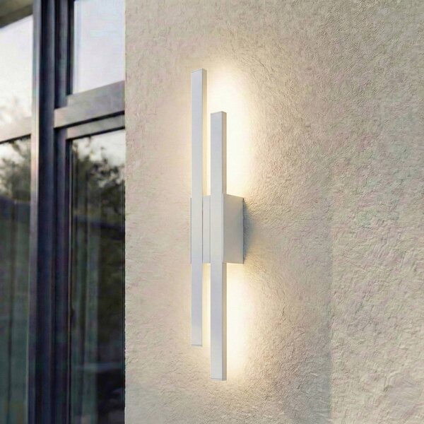 Applique da esterni a LED Sakari Lindby, Bianco / Opale, Alluminio, Moderno, Applique LED da esterni
