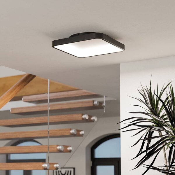 EGLO connect Plafoniera smart Loretello-Z, dimmerabile, Nero, Soggiorno / Sala da pranzo, Metallo, Moderno