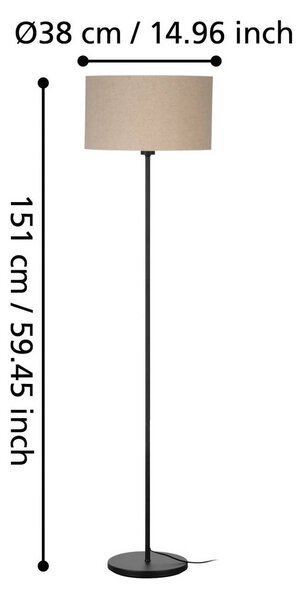 EGLO Lampada da terra Feniglia, Crema / Ambra, Soggiorno / Sala da pranzo, Tessuto / Stoffa / Seta, Lampada da terra