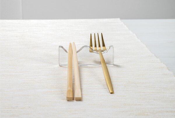 Poggia Posate Serving, supporto per posate universale in plexiglass dimensioni 8x1,2 h 3 cm accoglie 2 posate colore trasparente