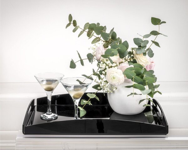 Vassoio rettangolare da portata Grande Dimensioni 46x32x h 5 cm, spessore 6 mm adatto a servire Bicchieri, Tazzine colore nero lucido