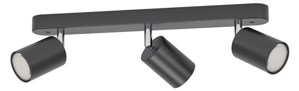 EGLO connect Smart Spot Adfira-Z, nero, a 3 luci, acciaio dimmerabile, Nero, Soggiorno / Sala da pranzo, Metallo, Moderno