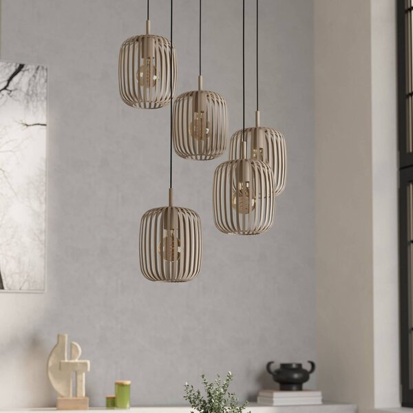 EGLO Lampada a sospensione Romazzina, dimmerabile, Crema / Ambra, Soggiorno / Sala da pranzo, Metallo, Moderno, Lampada a sospensione