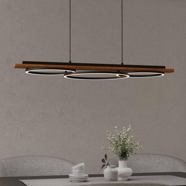 EGLO Lampada a sospensione Boyal, Legno scuro, Soggiorno / Sala da pranzo, Legno, Lampada a sospensione