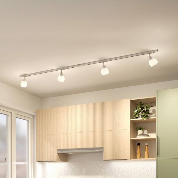 Sistema binario monofase Lindby, E14, 4 luci, bianco Linaro dimmerabile, Bianco / Opale, Soggiorno / Sala da pranzo, Metallo, Moderno
