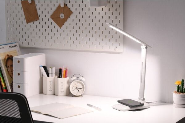 Immax 09107L - Lampada da tavolo LED dimmerabile con ricarica wireless QI LUMI LED/7W/230V bianco