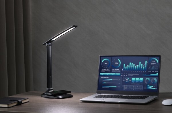 Immax 09106L - Lampada da tavolo LED dimmerabile con ricarica wireless QI LUMI LED/7W/230V nera