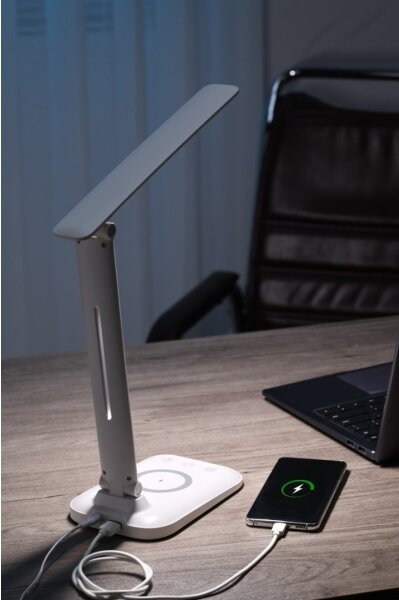 Immax 09107L - Lampada da tavolo LED dimmerabile con ricarica wireless QI LUMI LED/7W/230V bianco