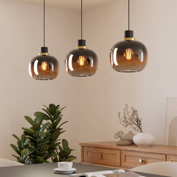 EGLO Lampada a sospensione in vetro Oilella, dimmerabile, Nero, Soggiorno / Sala da pranzo, Vetro, Lampada a sospensione