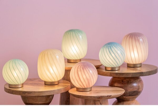 Lampada da tavolo verde chiaro con paralume in vetro (altezza totale 17 cm) Summer Globe – Leitmotiv