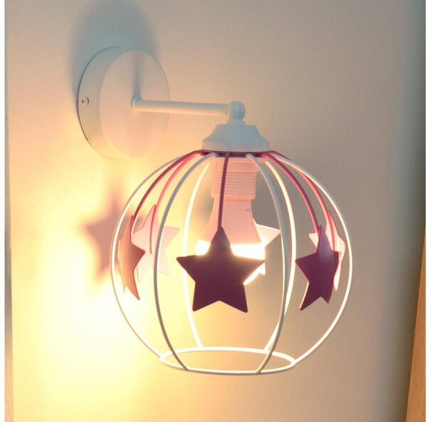 Applique per bambini STARS 1xE27/15W/230V rosa/bianco