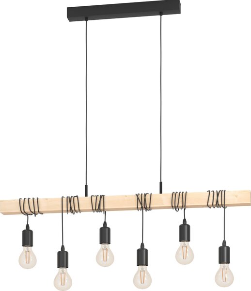 EGLO lampada a sospensione TOWNSHEND 6x25W nero e marrone 95499