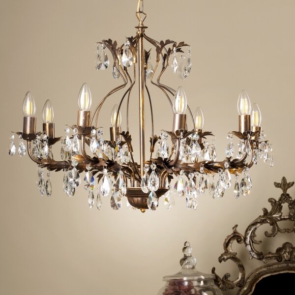 ONLI - Lampadario a sospensione con catena TERESA 8xE14/6W/230V bronzo