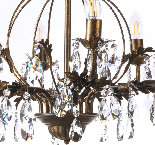 ONLI - Lampadario a sospensione con catena TERESA 8xE14/6W/230V bronzo