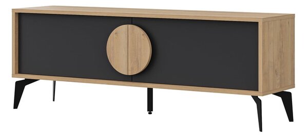 Tavolo TV in rovere decorato in colore nero e naturale 140x51 cm Vae - Marckeric