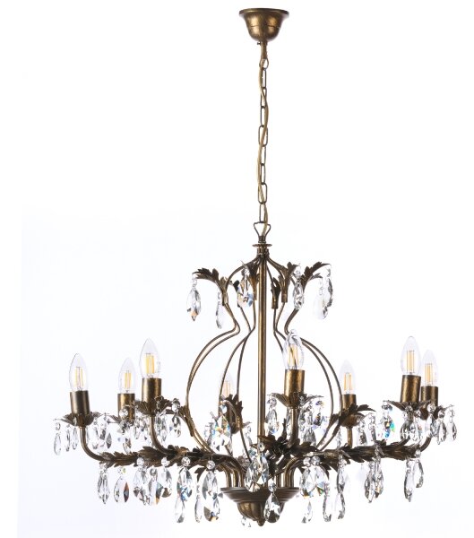 ONLI - Lampadario a sospensione con catena TERESA 8xE14/6W/230V bronzo