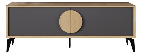 Tavolo TV in rovere decorato in colore nero e naturale 140x51 cm Vae - Marckeric