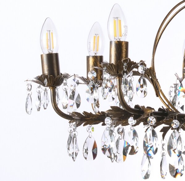 ONLI - Lampadario a sospensione con catena TERESA 8xE14/6W/230V bronzo