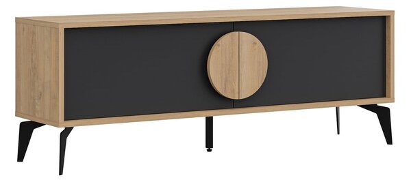 Tavolo TV in rovere decorato in colore nero e naturale 140x51 cm Vae - Marckeric