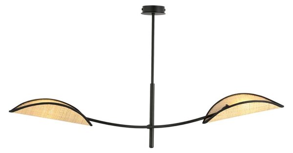 Lampadario a sospensione con supporto rigido LOTUS 2xE14/10W/230V nero/beige