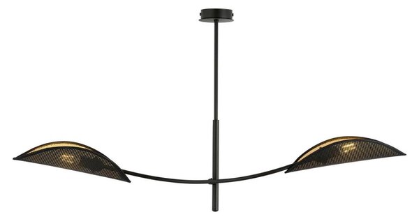 Lampadario a sospensione con supporto rigido LOTUS 2xE14/10W/230V nero/oro