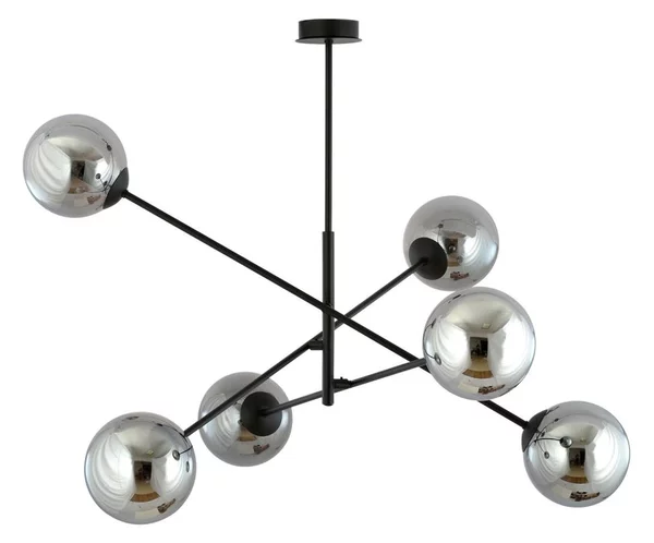 Lampadario a sospensione con supporto rigido LINEAR 6xE14/10W/230V nero/grigio