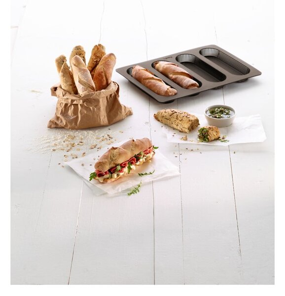 Set di stampi da forno in silicone adatti per baguette/adatti per pane 3 pz Essential – Lékué