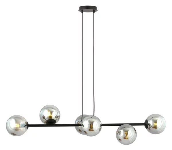 Lampadario a sospensione con filo ROSSI 6xE14/10W/230V nero/grigio