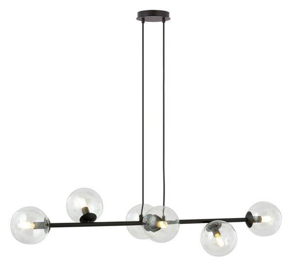 Lampadario a sospensione con filo ROSSI 6xE14/10W/230V nero/limpido