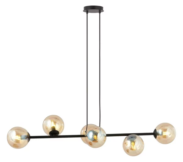 Lampadario a sospensione con filo ROSSI 6xE14/10W/230V nero/beige