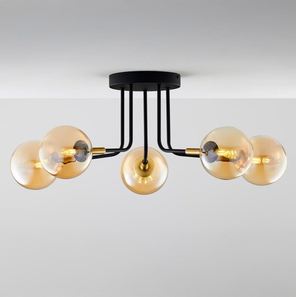 Jupiter 2038 - Lampadario a sospensione con supporto rigido BURANO 5xG9/10W/230V nero/oro/beige