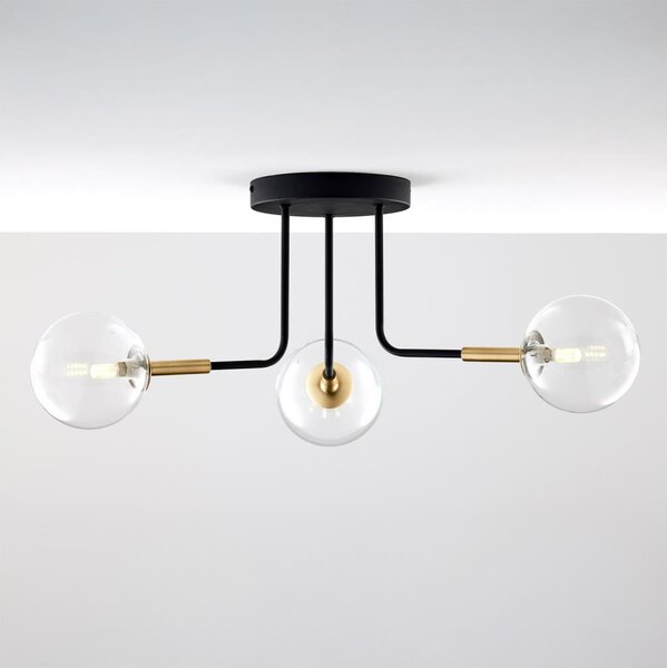 Jupiter 2039 - Lampadario a sospensione con supporto rigido BURANO 3xG9/10W/230V nero/oro/limpido