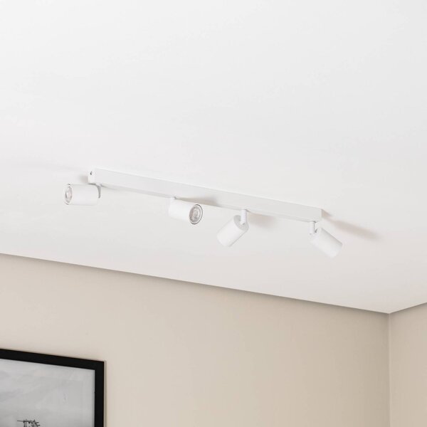 Faretto da soffitto Top, bianco, 83 cm, a 4 luci, metallo, GU10 Top TK Lighting, dimmerabile, Bianco / Opale, Soggiorno / Sala da pranzo, Metallo, Moderno, Faretto alogeno